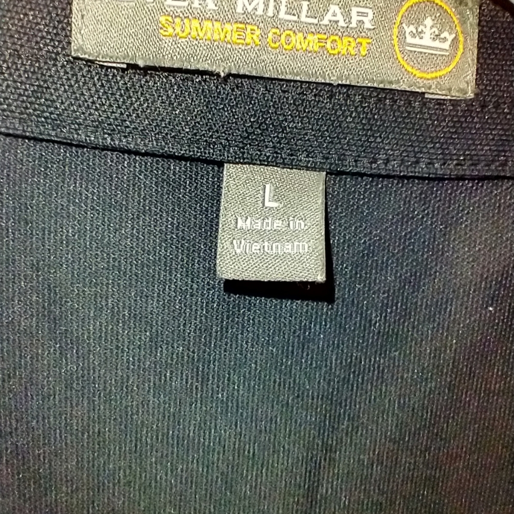 Peter Millar Summer Comfort Black Short Sleeve Polo Golf Shirt Men's sz Large - Picture 4 of 6